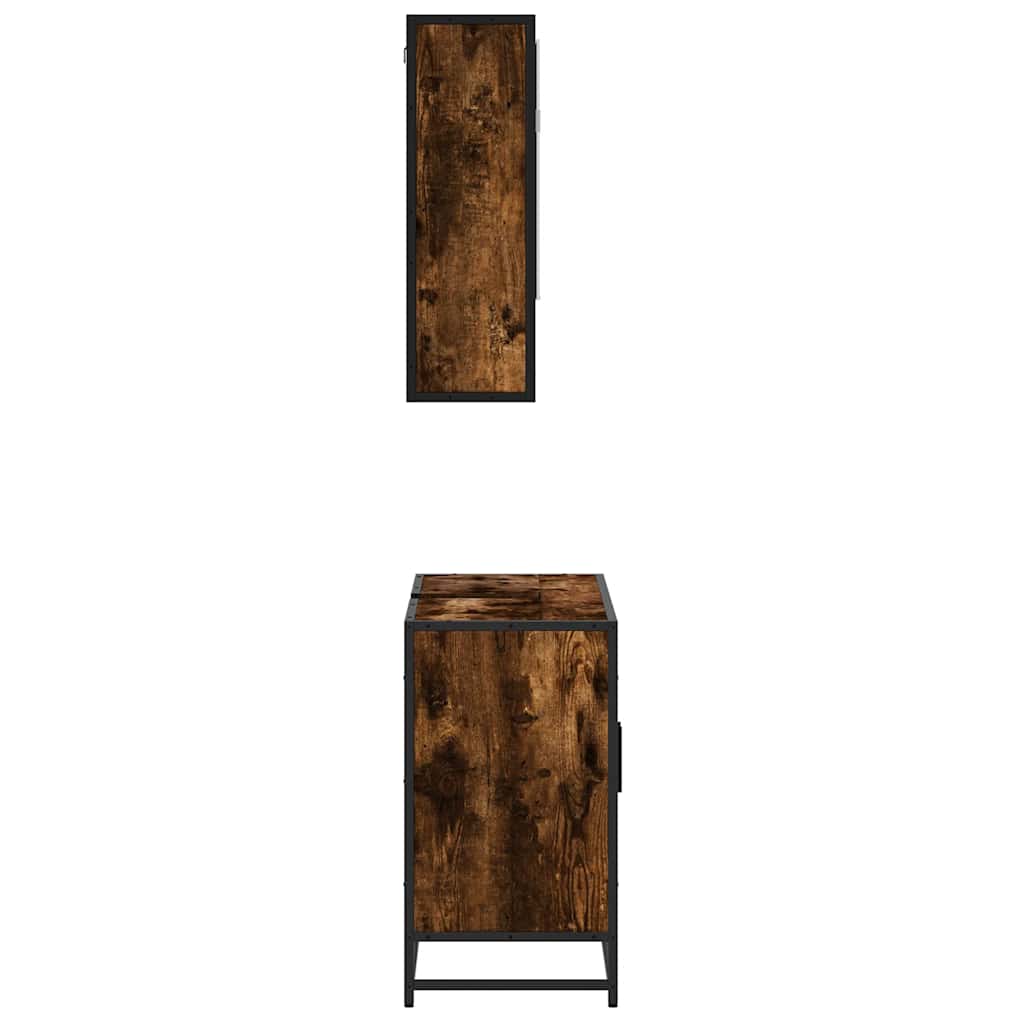 2-delige Badkamermeubelset bewerkt hout gerookt eikenkleurig is nu te koop bij PeponiXL, paradijselijk wonen!