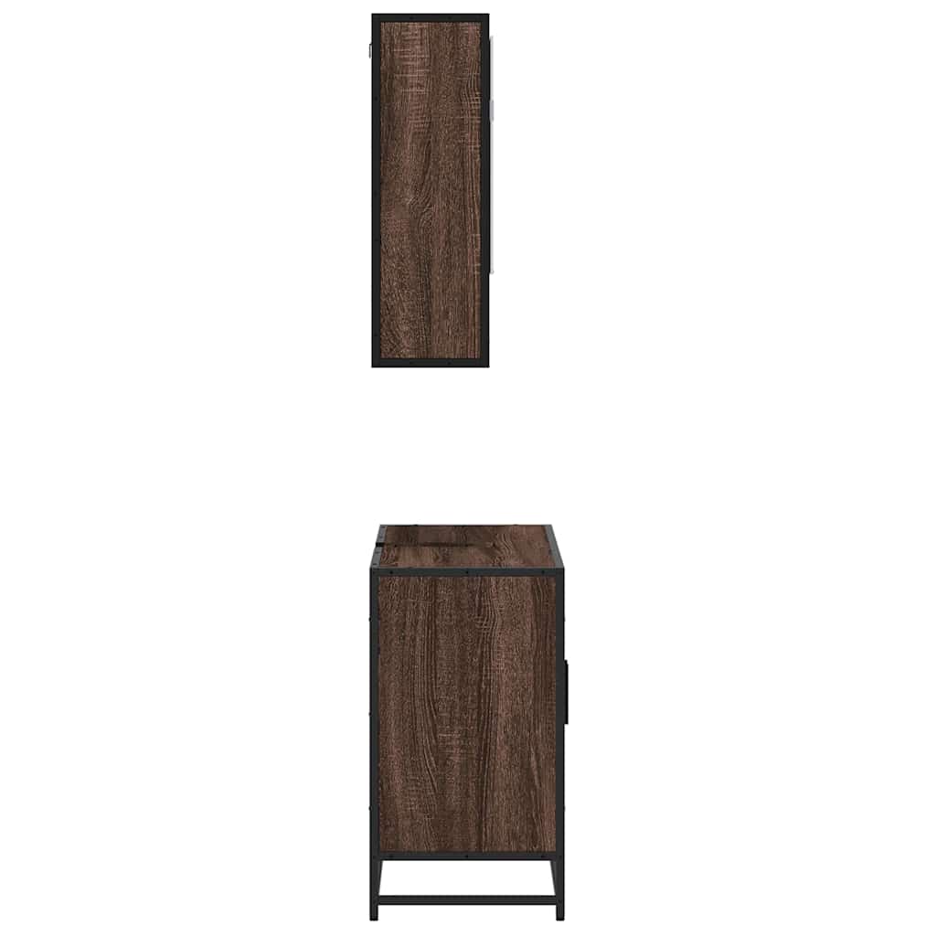 2-delige Badkamermeubelset bewerkt hout bruin eikenkleur is nu te koop bij PeponiXL, paradijselijk wonen!