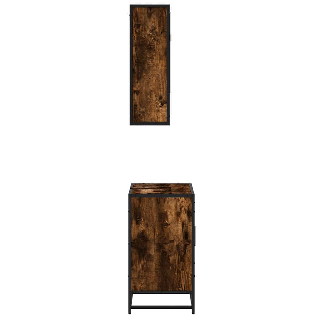 2-delige Badkamermeubelset bewerkt hout gerookt eikenkleurig is nu te koop bij PeponiXL, paradijselijk wonen!