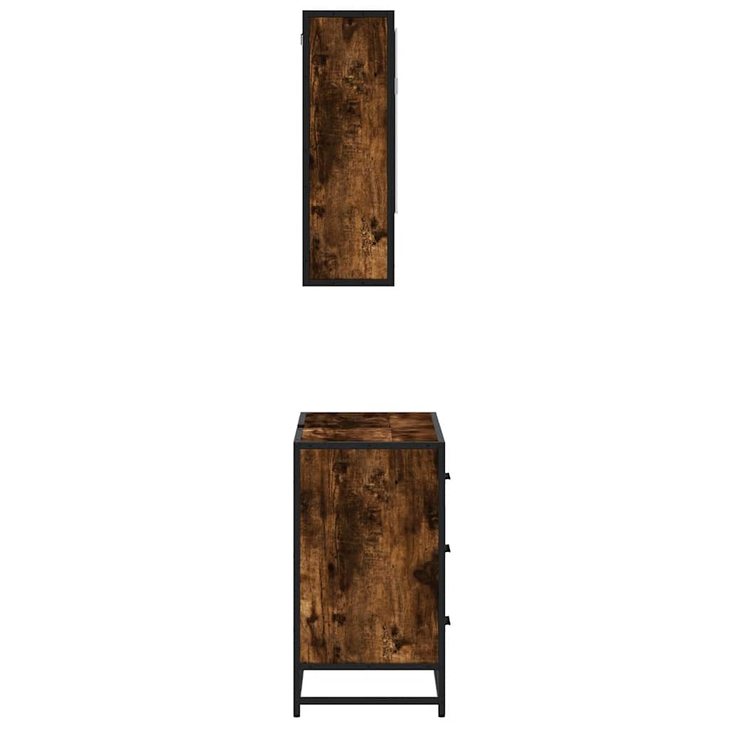 2-delige Badkamermeubelset bewerkt hout gerookt eikenkleurig is nu te koop bij PeponiXL, paradijselijk wonen!