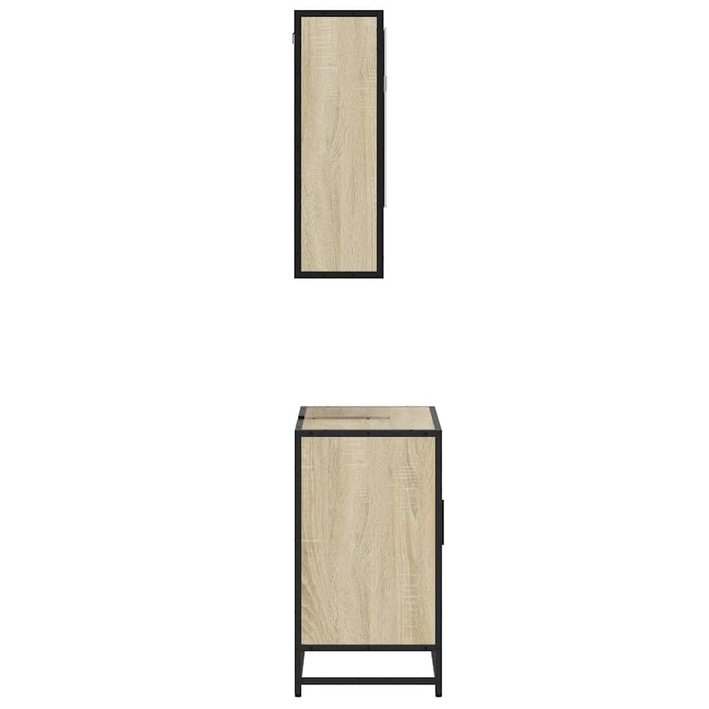 2-delige Badkamermeubelset bewerkt hout sonoma eikenkleurig is nu te koop bij PeponiXL, paradijselijk wonen!