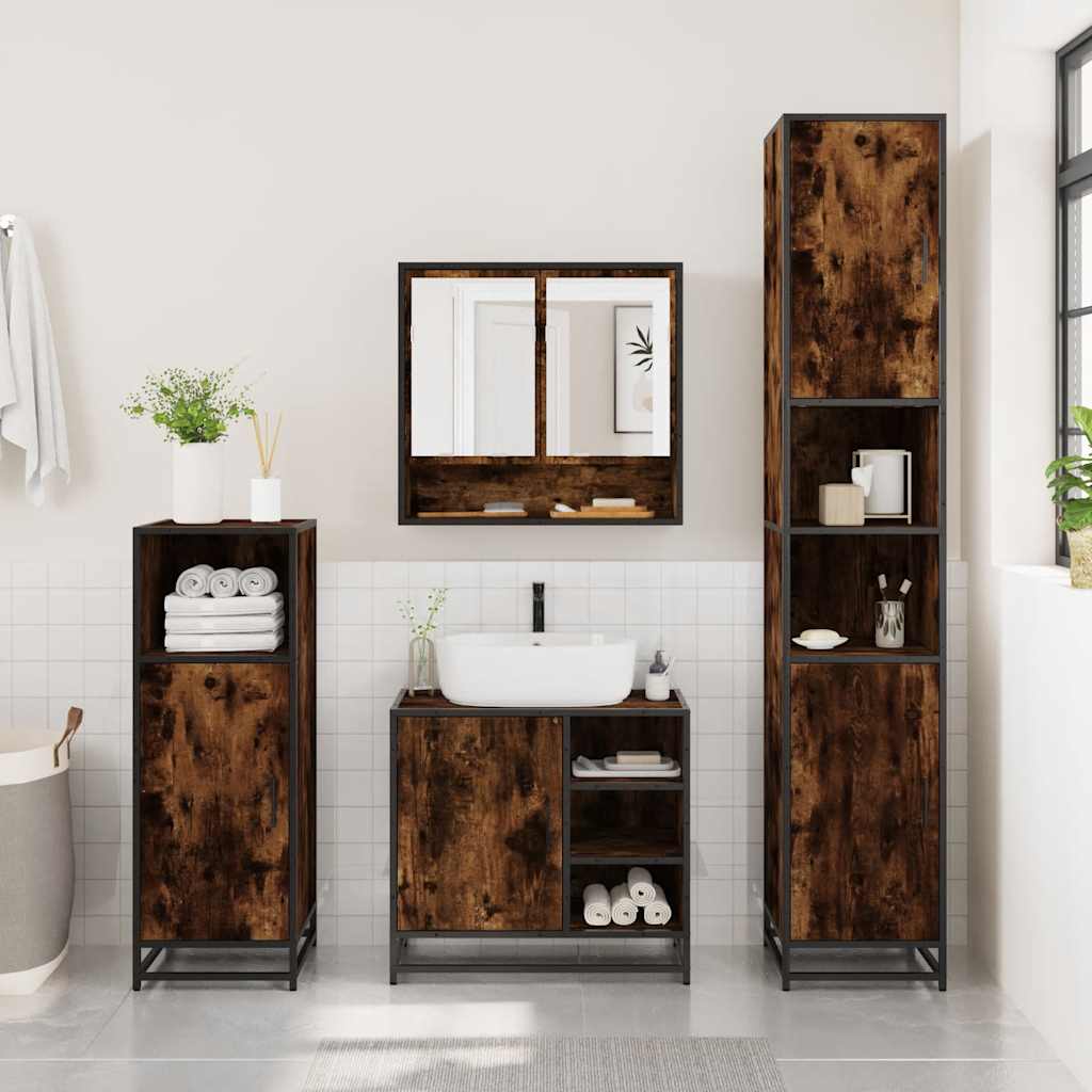 2-delige Badkamermeubelset bewerkt hout gerookt eikenkleurig is nu te koop bij PeponiXL, paradijselijk wonen!
