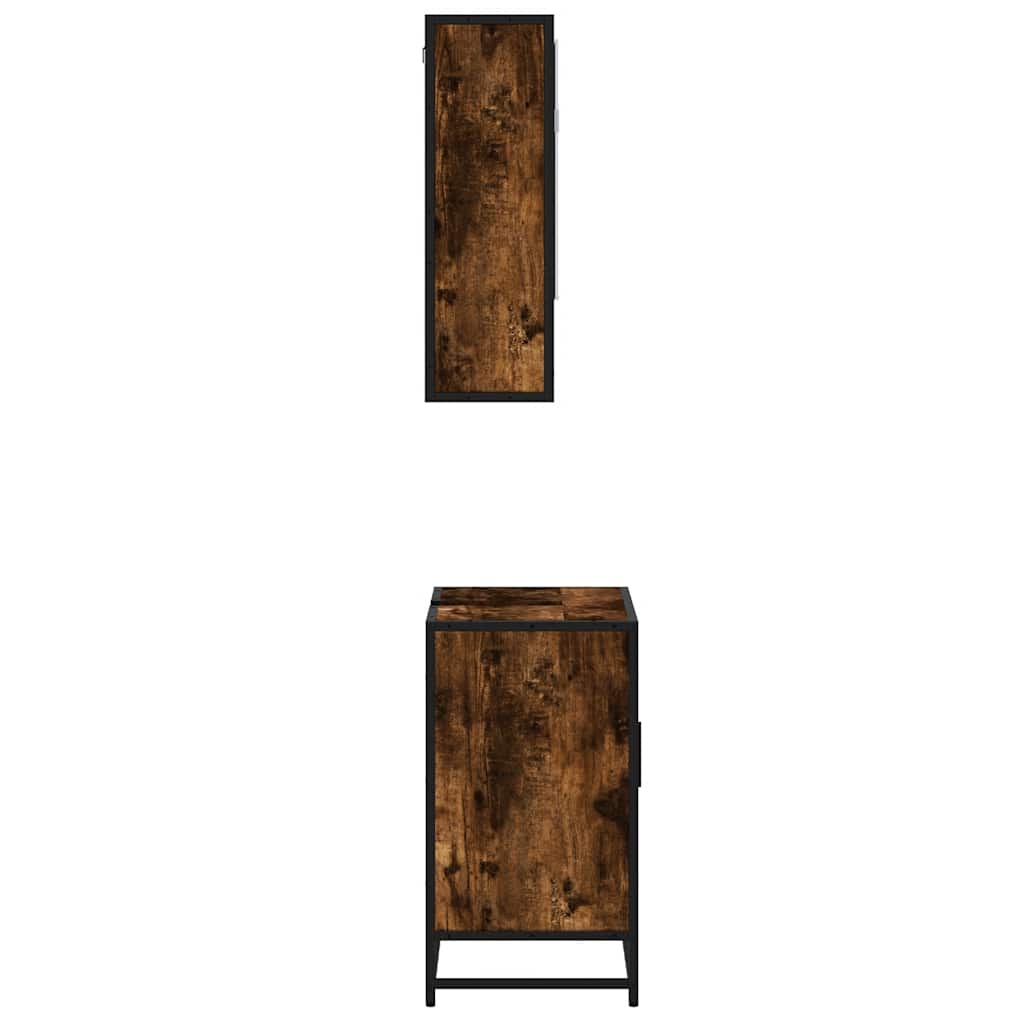 2-delige Badkamermeubelset bewerkt hout gerookt eikenkleurig is nu te koop bij PeponiXL, paradijselijk wonen!