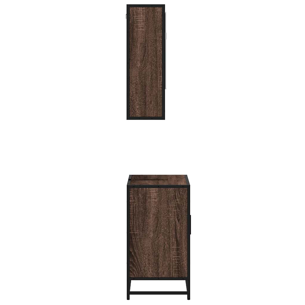 2-delige Badkamermeubelset bewerkt hout bruin eikenkleur is nu te koop bij PeponiXL, paradijselijk wonen!