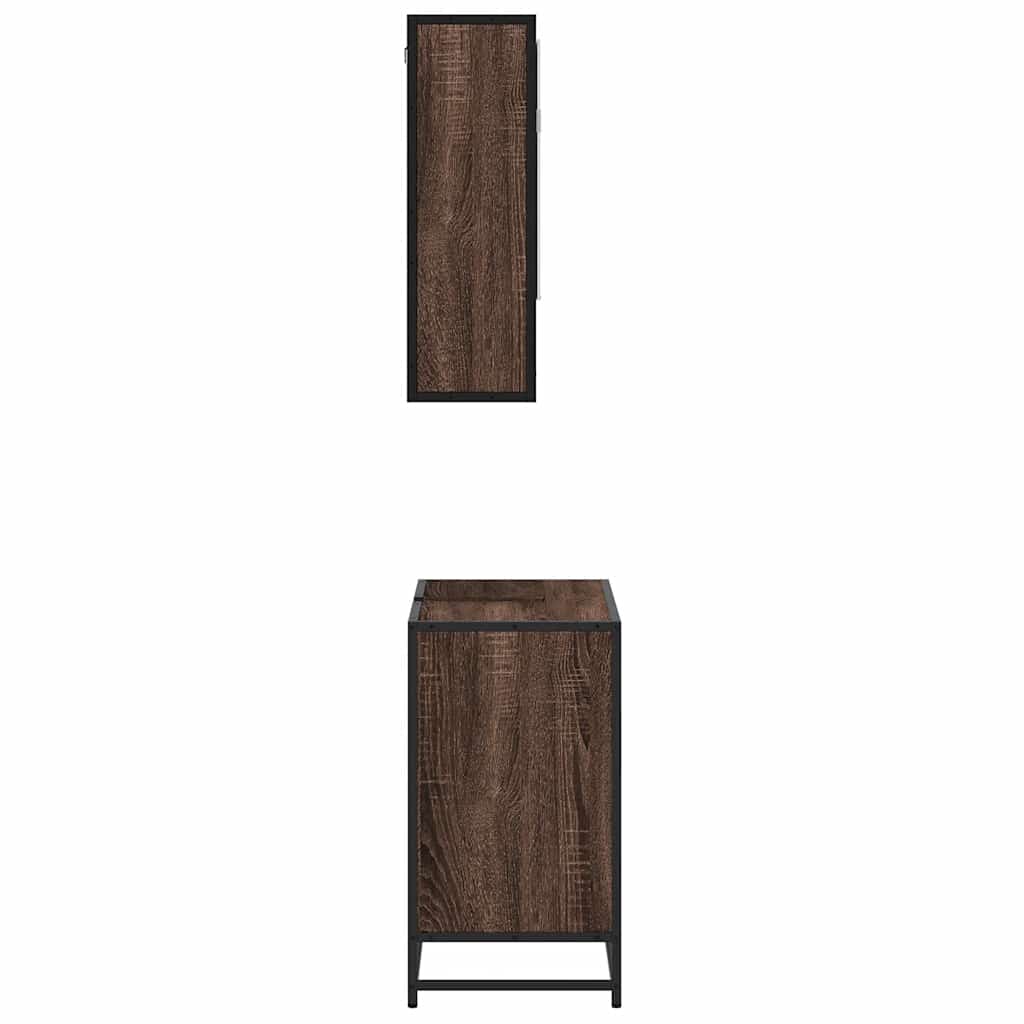 2-delige Badkamermeubelset bewerkt hout bruin eikenkleur is nu te koop bij PeponiXL, paradijselijk wonen!