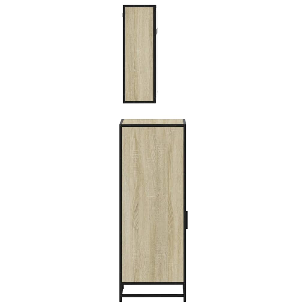 3-delige Badkamermeubelset bewerkt hout sonoma eikenkleurig is nu te koop bij PeponiXL, paradijselijk wonen!