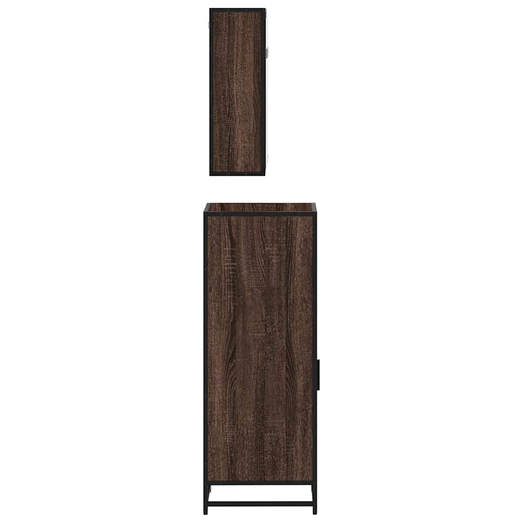 3-delige Badkamermeubelset bewerkt hout bruin eikenkleur is nu te koop bij PeponiXL, paradijselijk wonen!