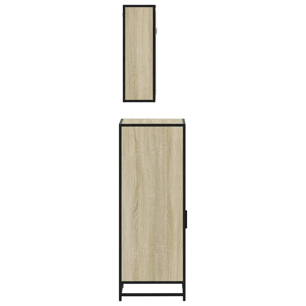 3-delige Badkamermeubelset bewerkt hout sonoma eikenkleurig is nu te koop bij PeponiXL, paradijselijk wonen!