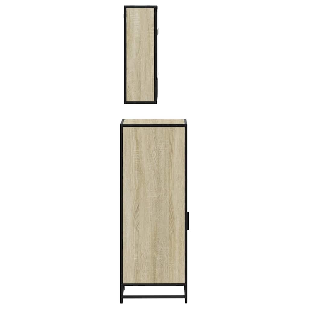 3-delige Badkamermeubelset bewerkt hout sonoma eikenkleurig is nu te koop bij PeponiXL, paradijselijk wonen!