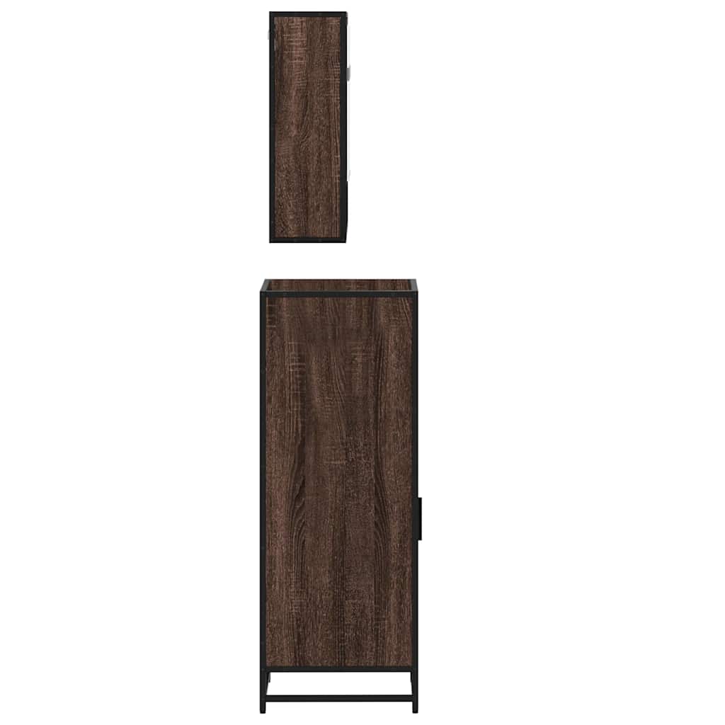 3-delige Badkamermeubelset bewerkt hout bruin eikenkleur is nu te koop bij PeponiXL, paradijselijk wonen!