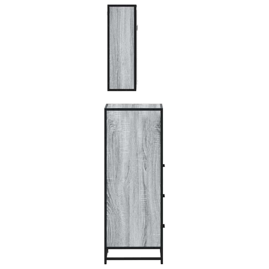 3-delige Badkamermeubelset bewerkt hout grijs sonoma eikenkleur is nu te koop bij PeponiXL, paradijselijk wonen!