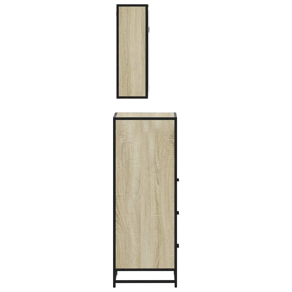 3-delige Badkamermeubelset bewerkt hout sonoma eikenkleurig is nu te koop bij PeponiXL, paradijselijk wonen!