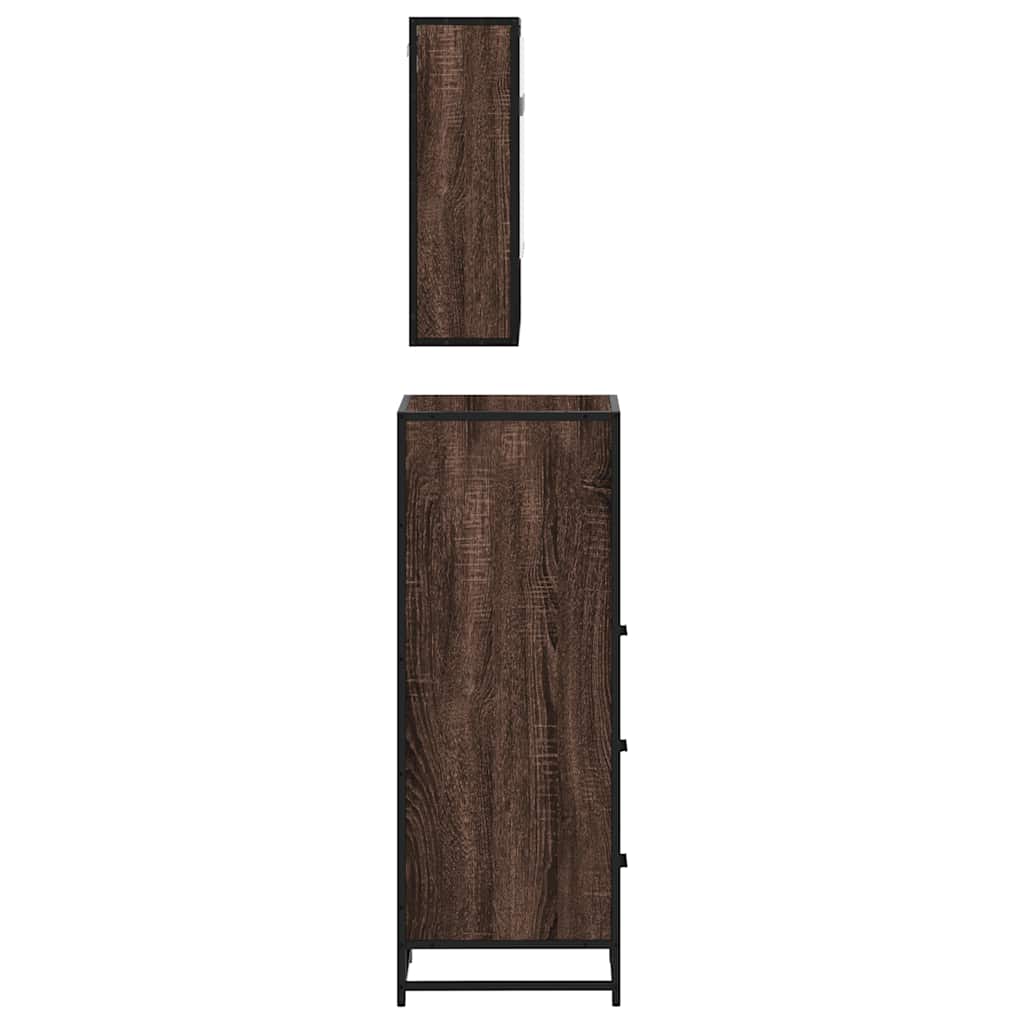 3-delige Badkamermeubelset bewerkt hout bruin eikenkleur is nu te koop bij PeponiXL, paradijselijk wonen!