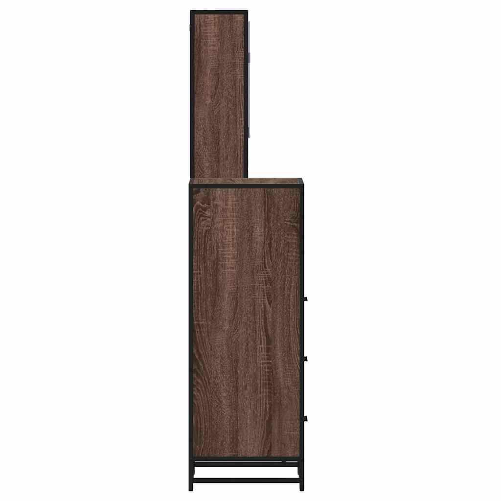 3-delige Badkamermeubelset bewerkt hout bruin eikenkleur is nu te koop bij PeponiXL, paradijselijk wonen!