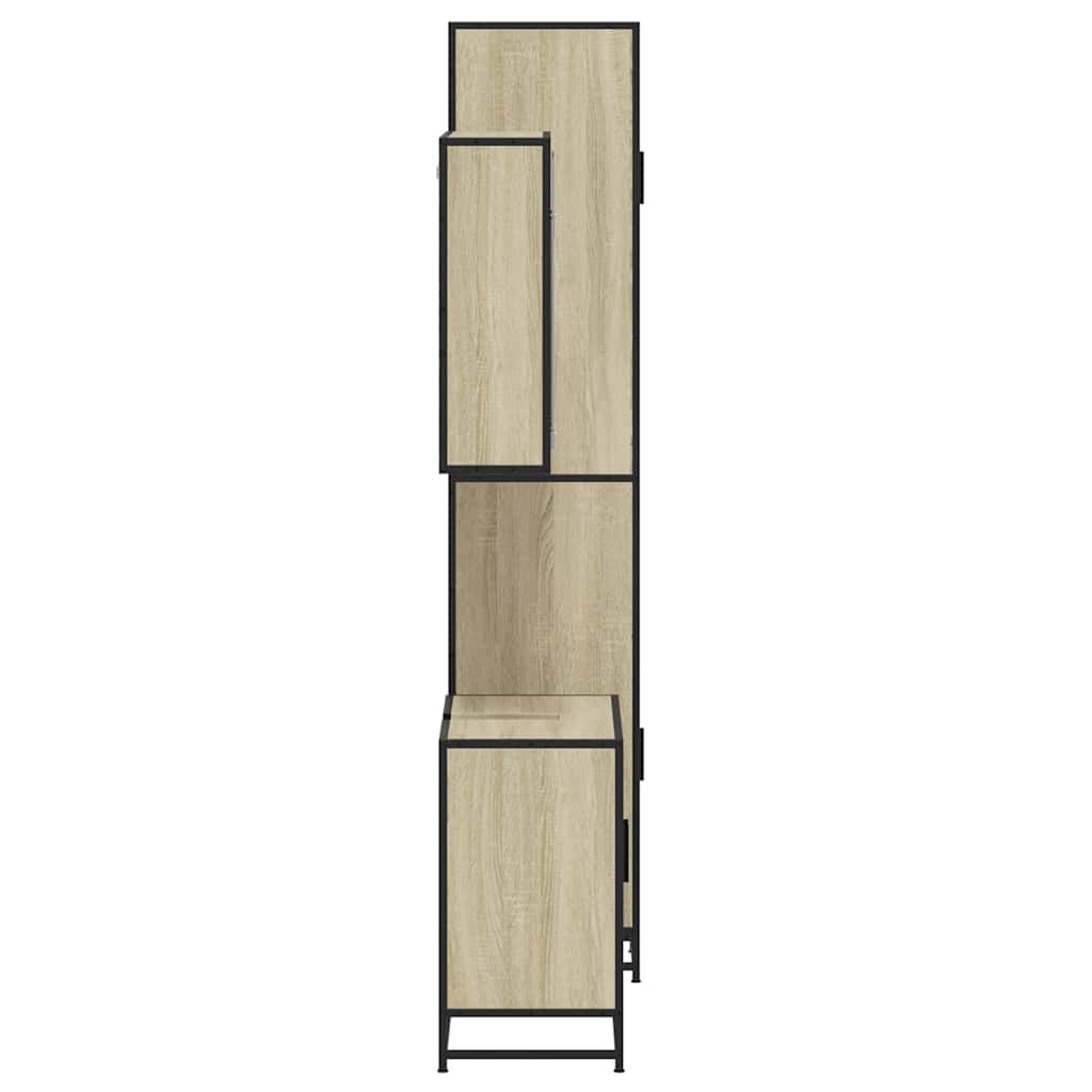 3-delige Badkamermeubelset bewerkt hout sonoma eikenkleurig is nu te koop bij PeponiXL, paradijselijk wonen!
