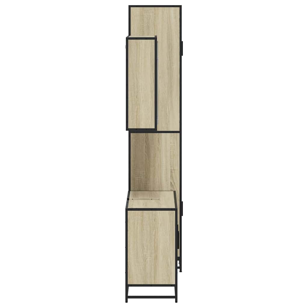 3-delige Badkamermeubelset bewerkt hout sonoma eikenkleurig is nu te koop bij PeponiXL, paradijselijk wonen!