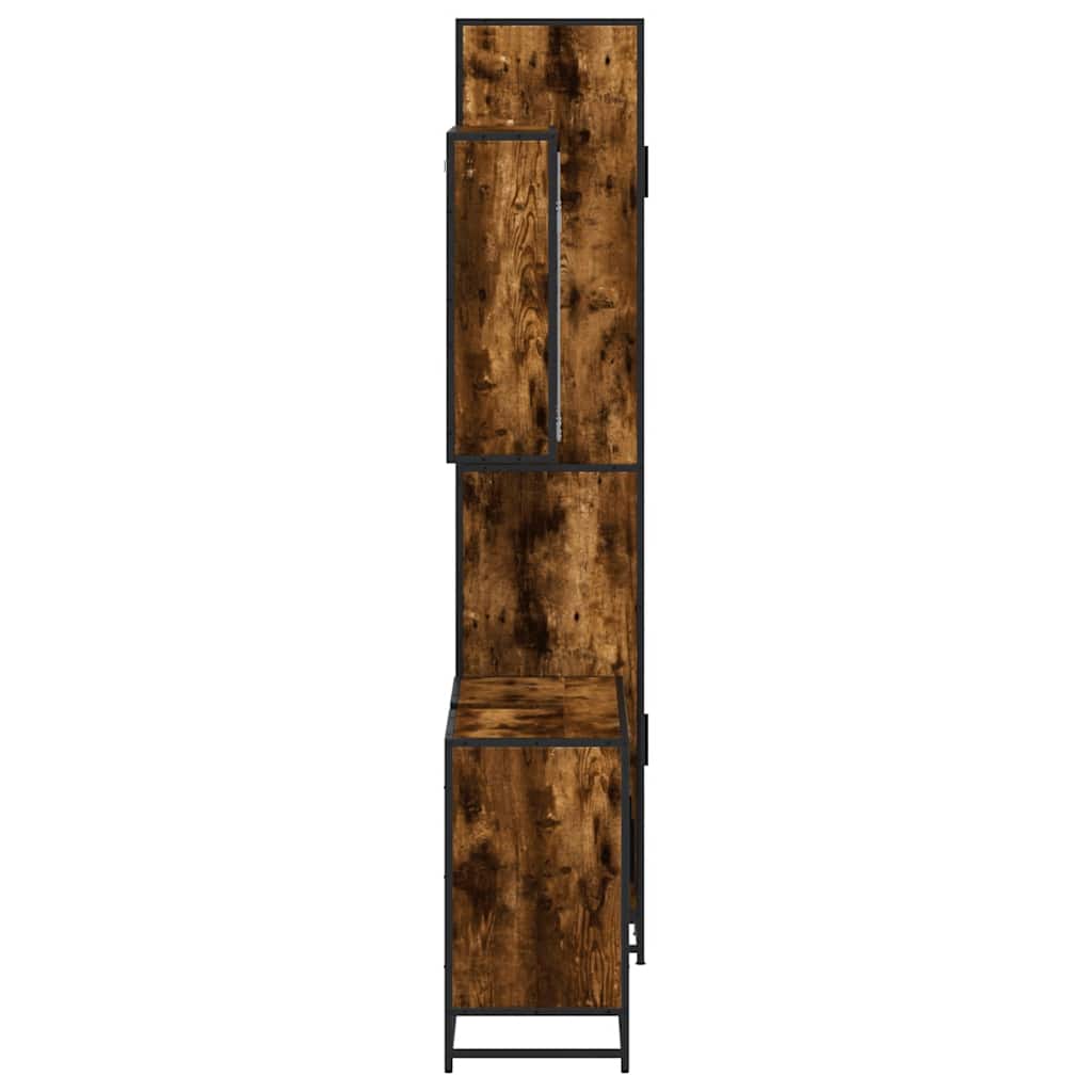 3-delige Badkamermeubelset bewerkt hout gerookt eikenkleurig is nu te koop bij PeponiXL, paradijselijk wonen!