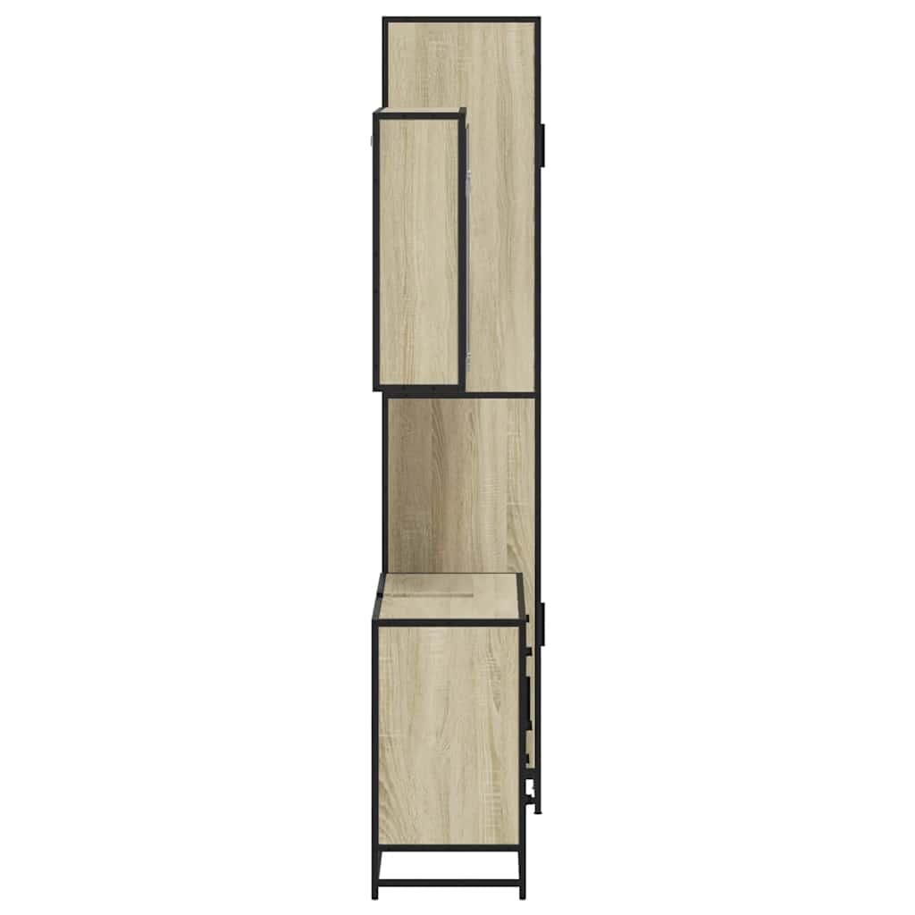 3-delige Badkamermeubelset bewerkt hout sonoma eikenkleurig is nu te koop bij PeponiXL, paradijselijk wonen!