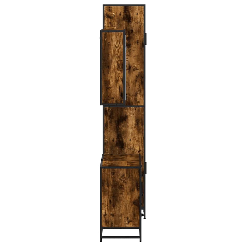 3-delige Badkamermeubelset bewerkt hout gerookt eikenkleurig is nu te koop bij PeponiXL, paradijselijk wonen!
