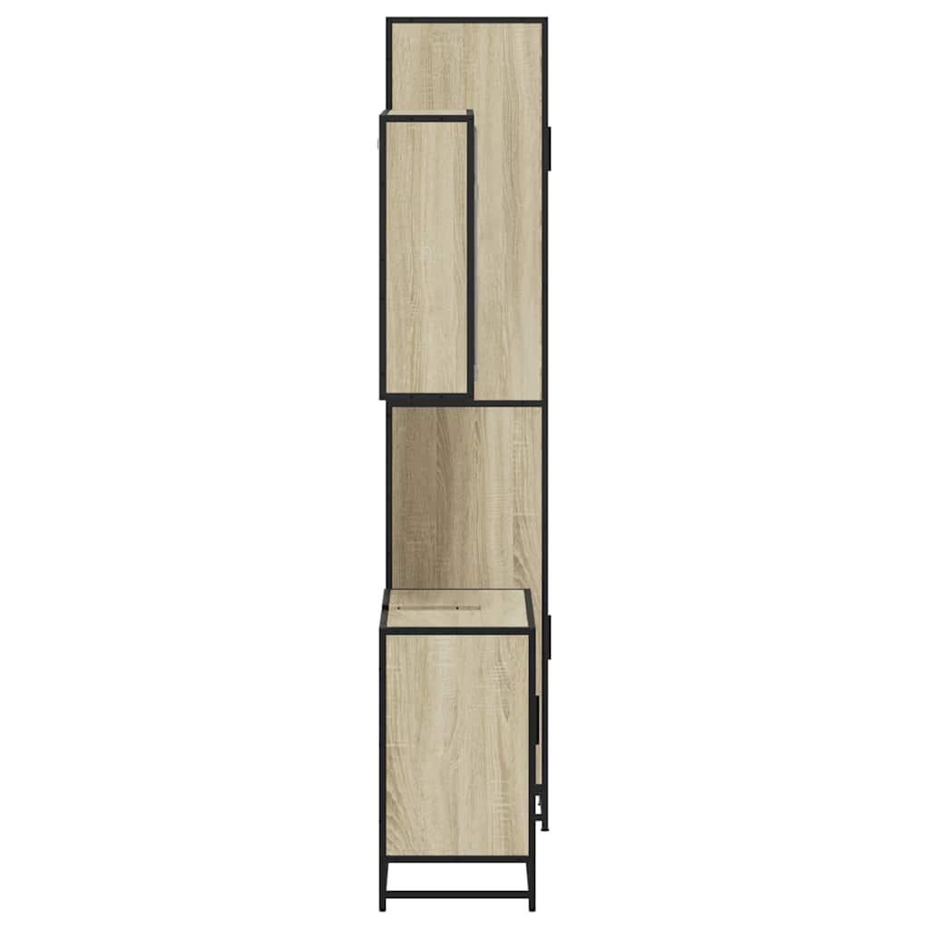 3-delige Badkamermeubelset bewerkt hout sonoma eikenkleurig is nu te koop bij PeponiXL, paradijselijk wonen!