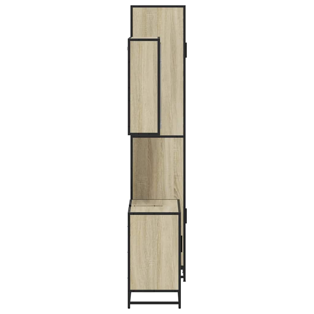 3-delige Badkamermeubelset bewerkt hout sonoma eikenkleurig is nu te koop bij PeponiXL, paradijselijk wonen!