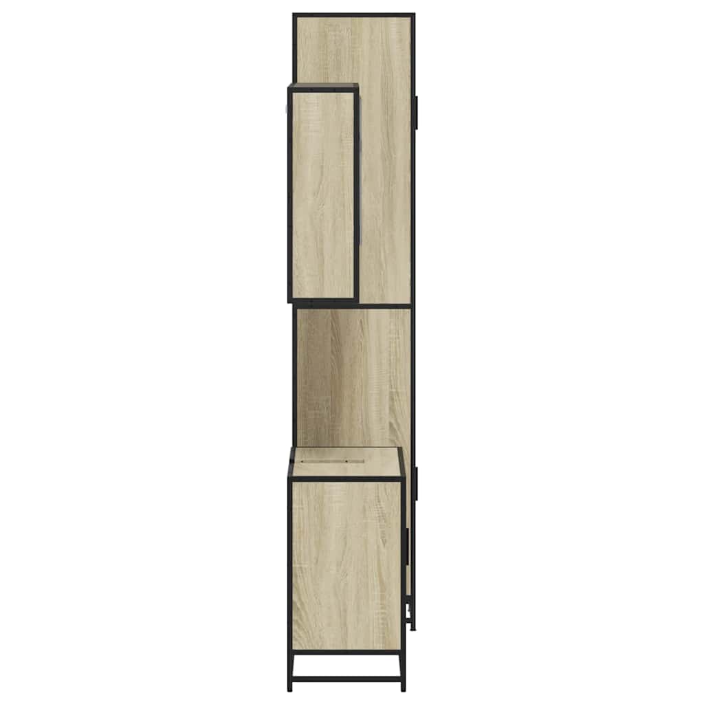 3-delige Badkamermeubelset bewerkt hout sonoma eikenkleurig is nu te koop bij PeponiXL, paradijselijk wonen!