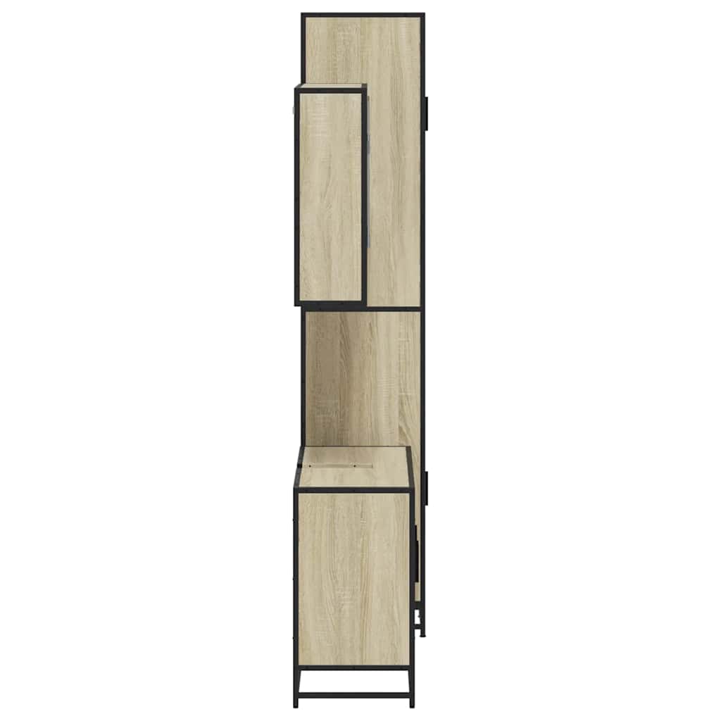3-delige Badkamermeubelset bewerkt hout sonoma eikenkleurig is nu te koop bij PeponiXL, paradijselijk wonen!