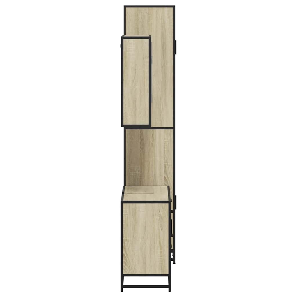 3-delige Badkamermeubelset bewerkt hout sonoma eikenkleurig is nu te koop bij PeponiXL, paradijselijk wonen!
