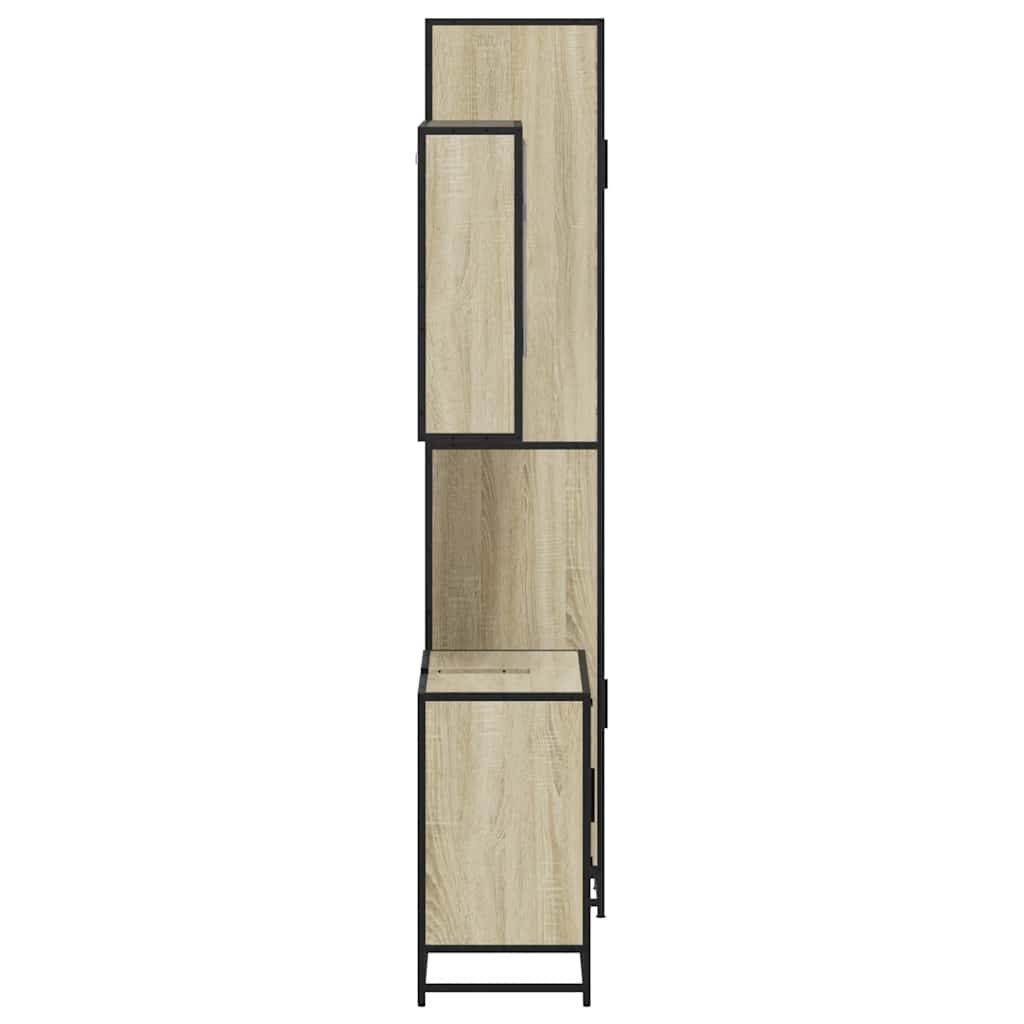 3-delige Badkamermeubelset bewerkt hout sonoma eikenkleurig is nu te koop bij PeponiXL, paradijselijk wonen!