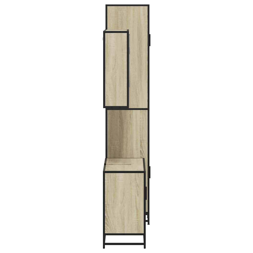 3-delige Badkamermeubelset bewerkt hout sonoma eikenkleurig is nu te koop bij PeponiXL, paradijselijk wonen!