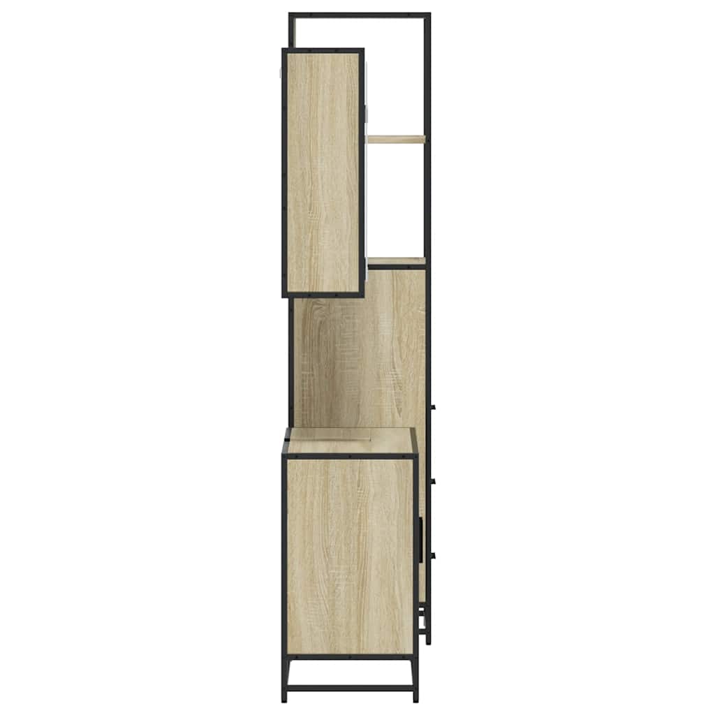 3-delige Badkamermeubelset bewerkt hout sonoma eikenkleurig is nu te koop bij PeponiXL, paradijselijk wonen!