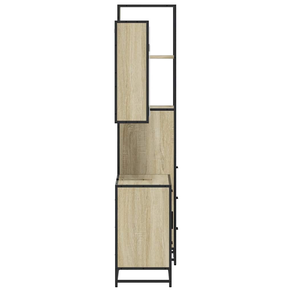 3-delige Badkamermeubelset bewerkt hout sonoma eikenkleurig is nu te koop bij PeponiXL, paradijselijk wonen!