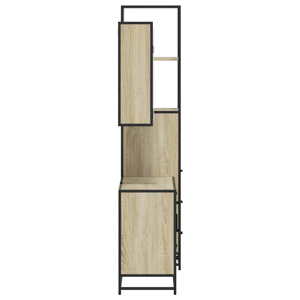 3-delige Badkamermeubelset bewerkt hout sonoma eikenkleurig is nu te koop bij PeponiXL, paradijselijk wonen!