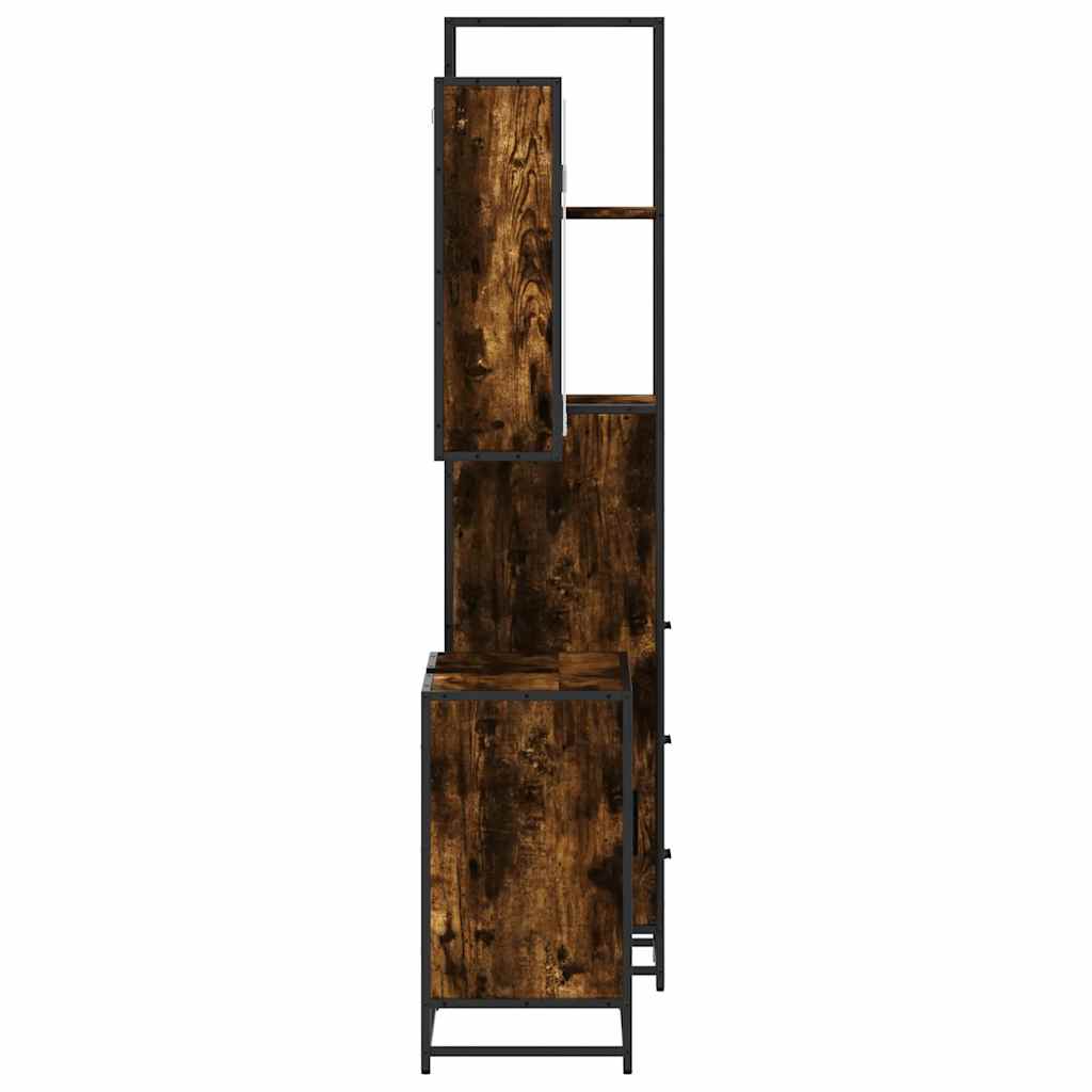 3-delige Badkamermeubelset bewerkt hout gerookt eikenkleurig is nu te koop bij PeponiXL, paradijselijk wonen!