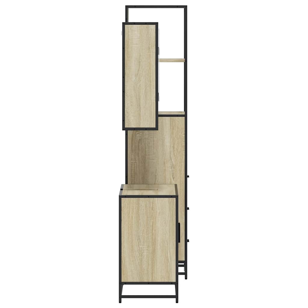 3-delige Badkamermeubelset bewerkt hout sonoma eikenkleurig is nu te koop bij PeponiXL, paradijselijk wonen!