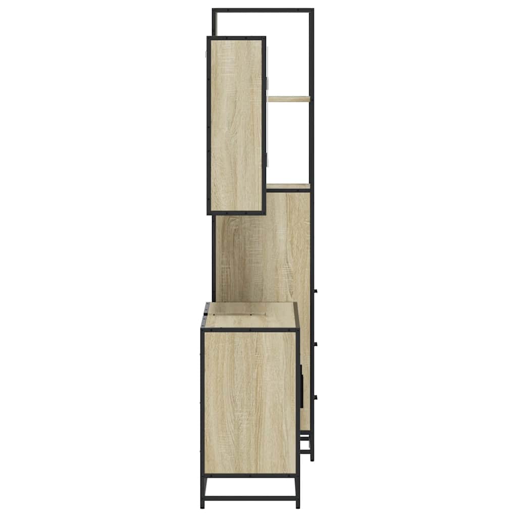 3-delige Badkamermeubelset bewerkt hout sonoma eikenkleurig is nu te koop bij PeponiXL, paradijselijk wonen!