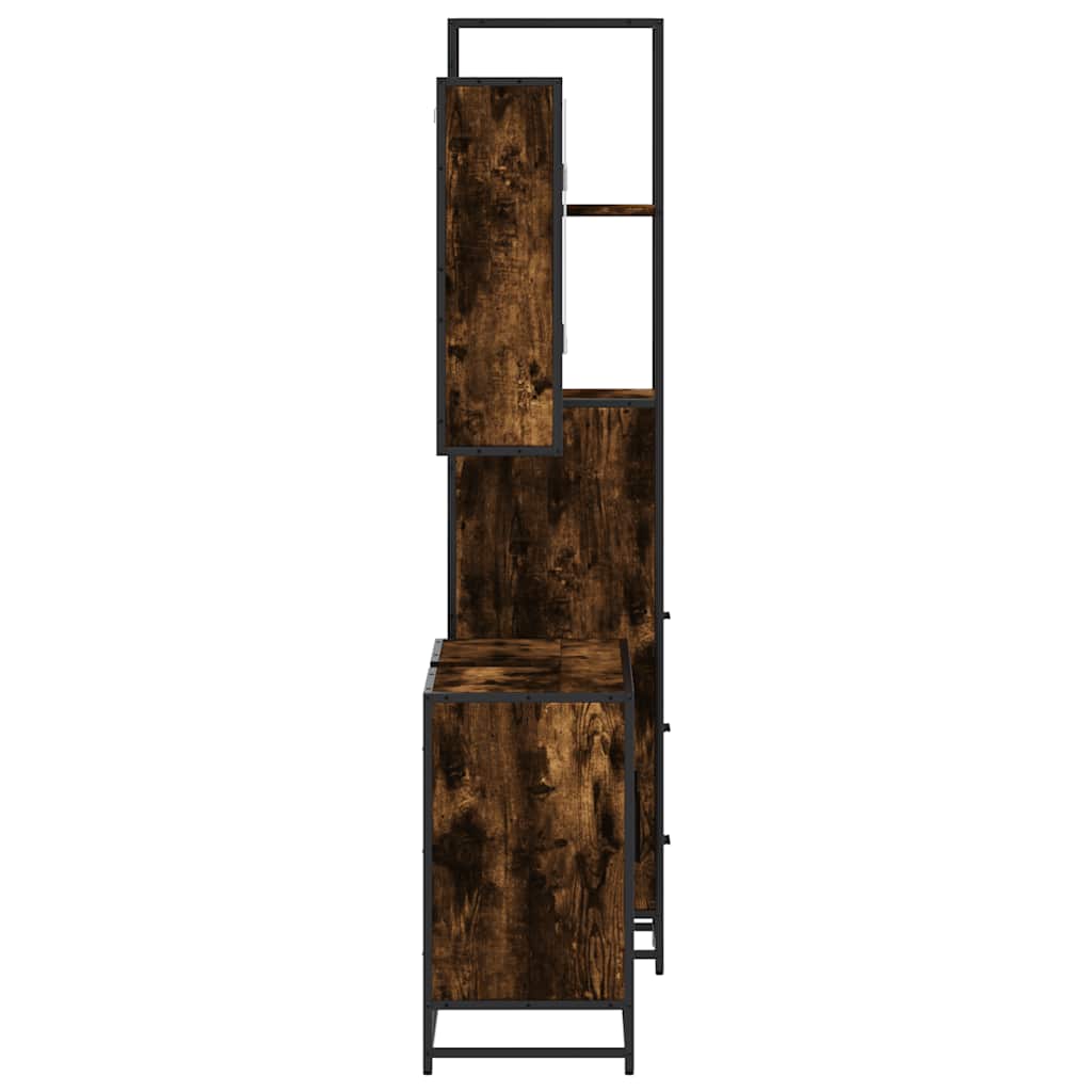 3-delige Badkamermeubelset bewerkt hout gerookt eikenkleurig is nu te koop bij PeponiXL, paradijselijk wonen!