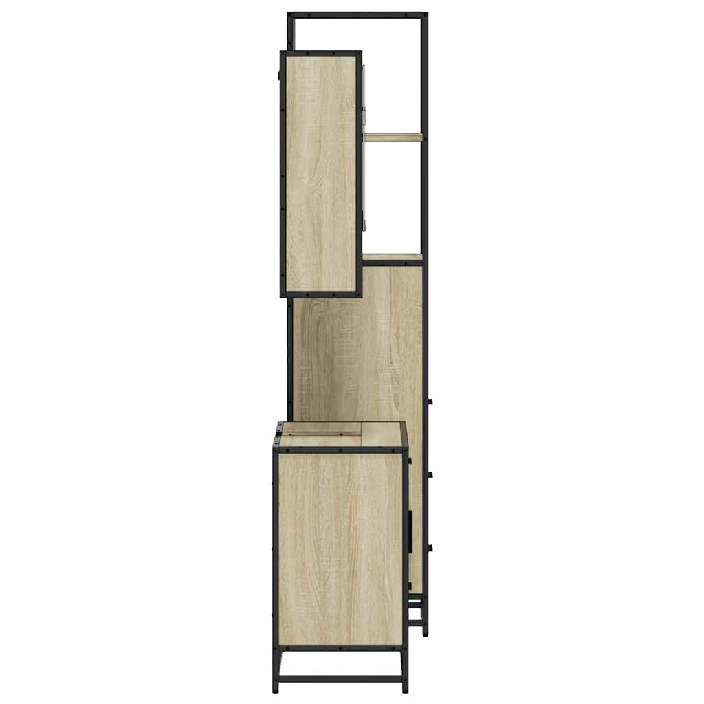3-delige Badkamermeubelset bewerkt hout sonoma eikenkleurig is nu te koop bij PeponiXL, paradijselijk wonen!