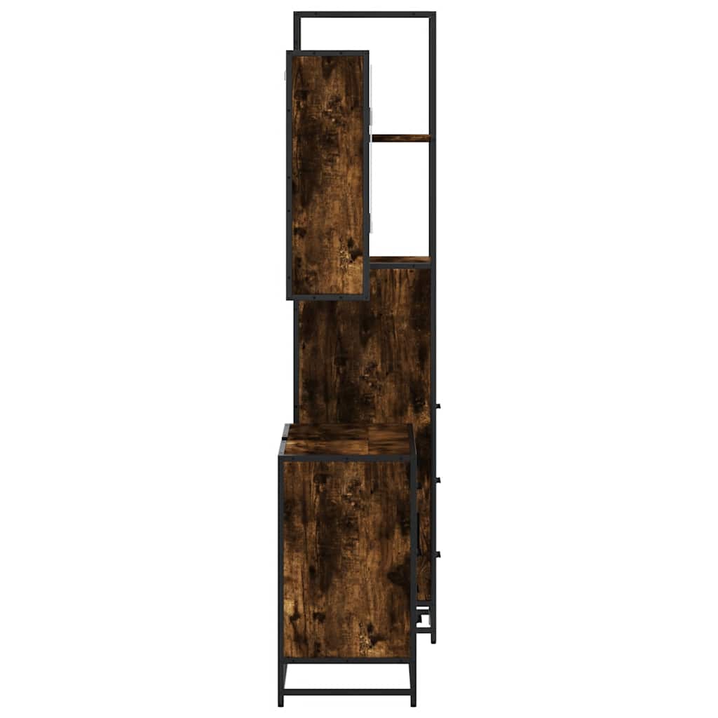 3-delige Badkamermeubelset bewerkt hout gerookt eikenkleurig is nu te koop bij PeponiXL, paradijselijk wonen!