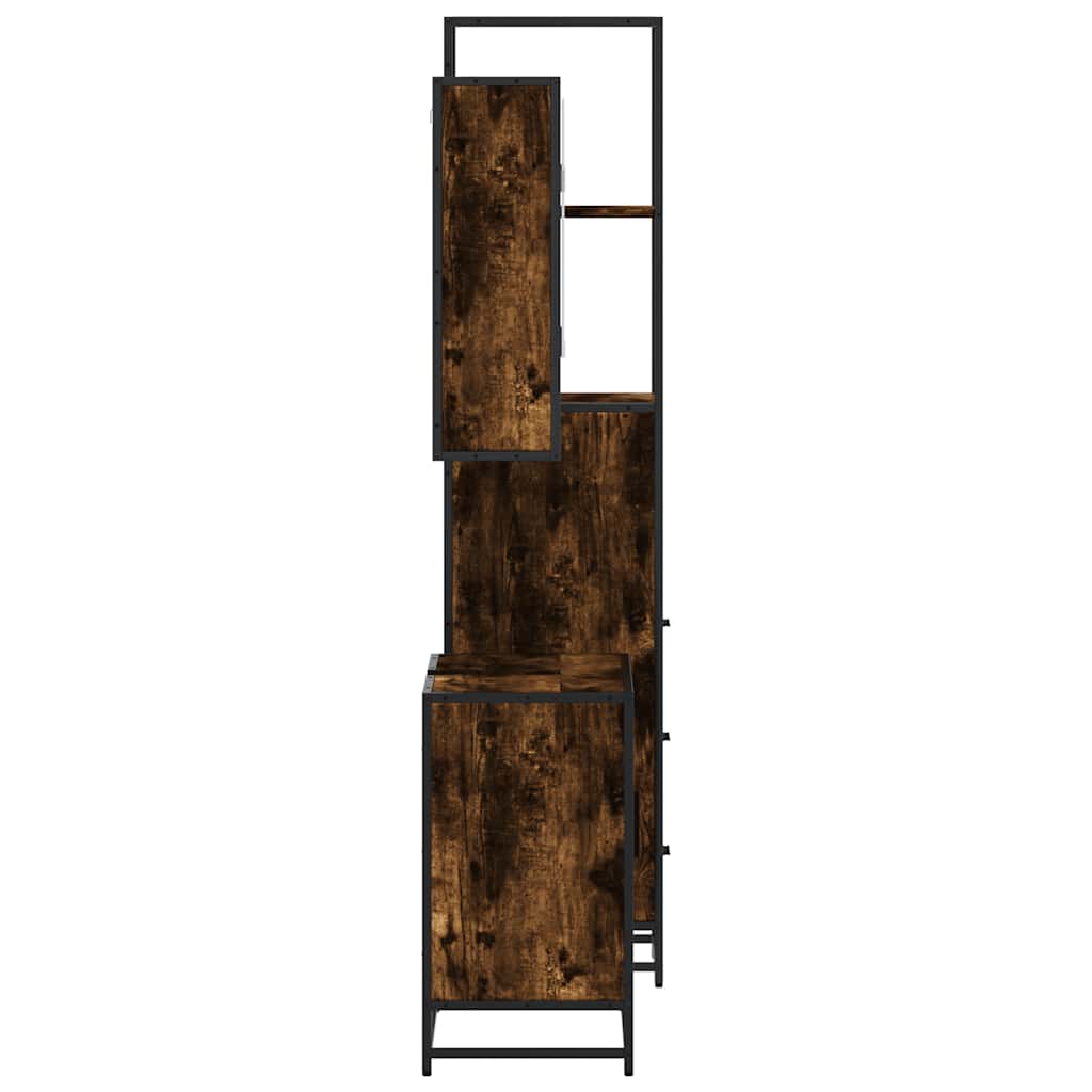 3-delige Badkamermeubelset bewerkt hout gerookt eikenkleurig is nu te koop bij PeponiXL, paradijselijk wonen!