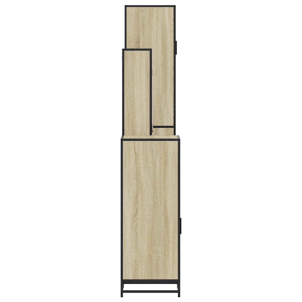 4-delige Badkamermeubelset bewerkt hout sonoma eikenkleurig is nu te koop bij PeponiXL, paradijselijk wonen!