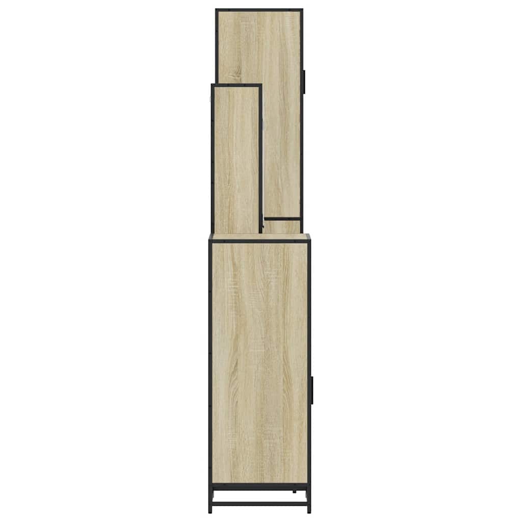 4-delige Badkamermeubelset bewerkt hout sonoma eikenkleurig is nu te koop bij PeponiXL, paradijselijk wonen!