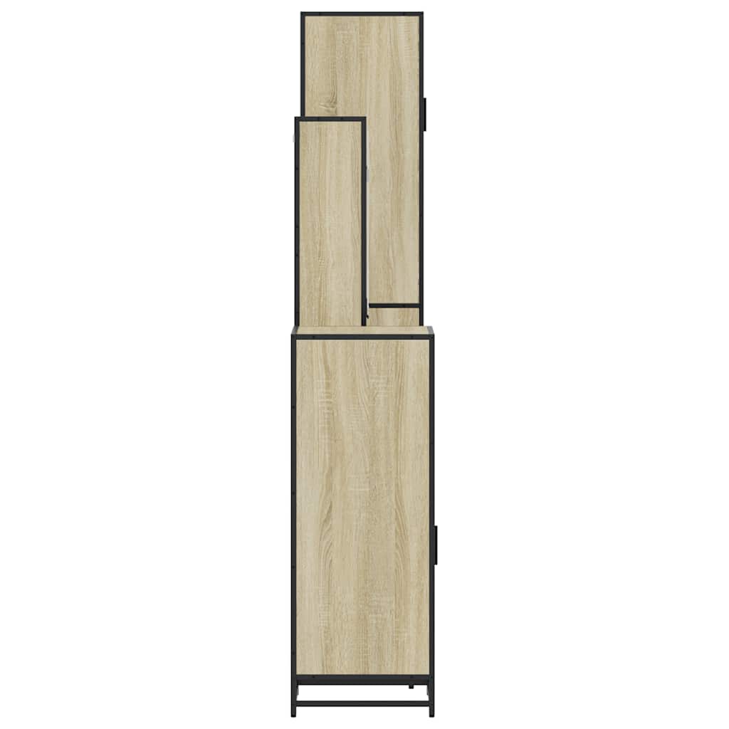 4-delige Badkamermeubelset bewerkt hout sonoma eikenkleurig is nu te koop bij PeponiXL, paradijselijk wonen!