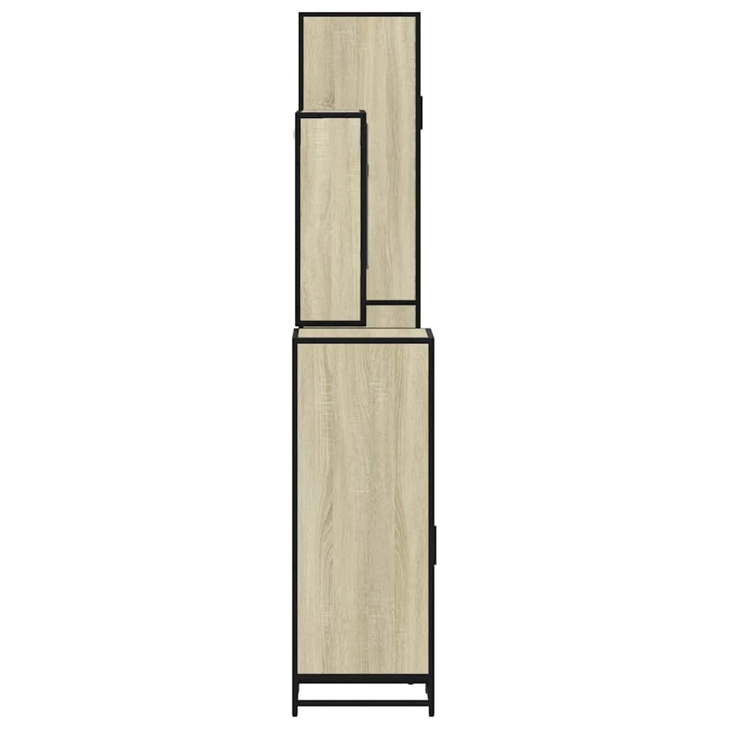 4-delige Badkamermeubelset bewerkt hout sonoma eikenkleurig is nu te koop bij PeponiXL, paradijselijk wonen!