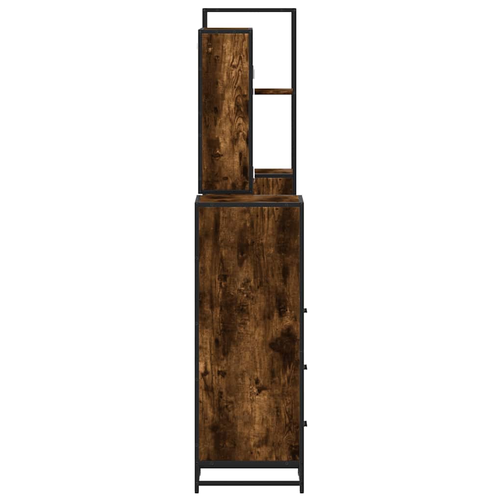 4-delige Badkamermeubelset bewerkt hout gerookt eikenkleurig is nu te koop bij PeponiXL, paradijselijk wonen!