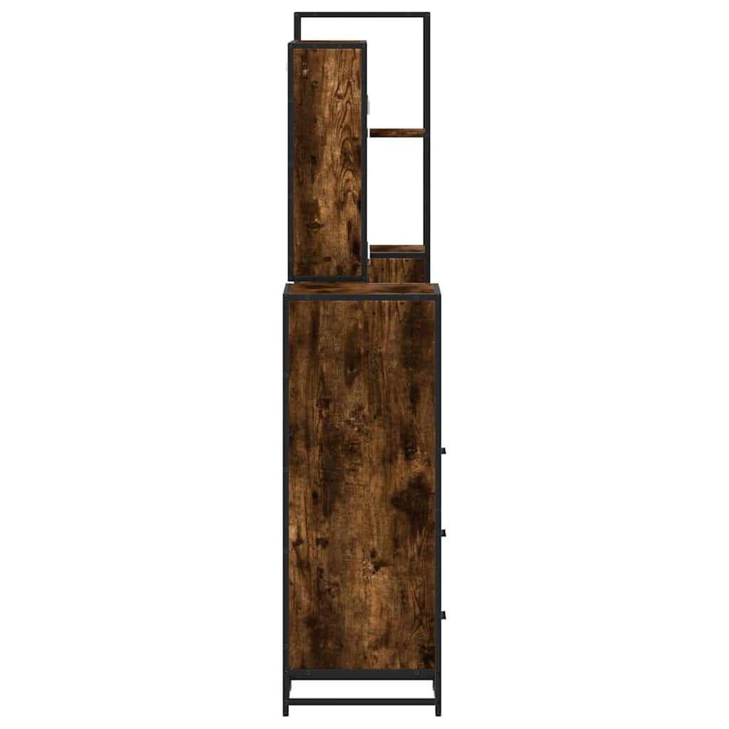 4-delige Badkamermeubelset bewerkt hout gerookt eikenkleurig is nu te koop bij PeponiXL, paradijselijk wonen!