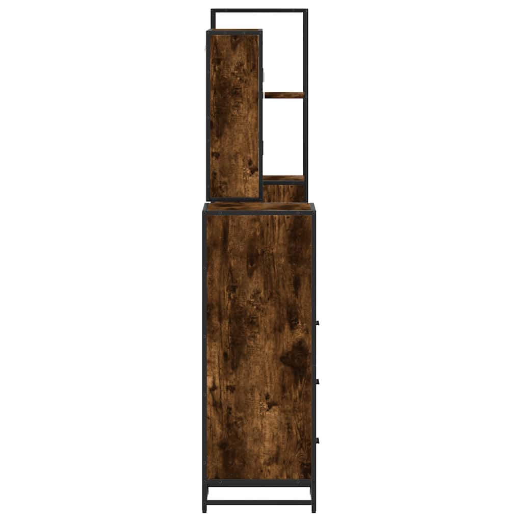 4-delige Badkamermeubelset bewerkt hout gerookt eikenkleurig is nu te koop bij PeponiXL, paradijselijk wonen!