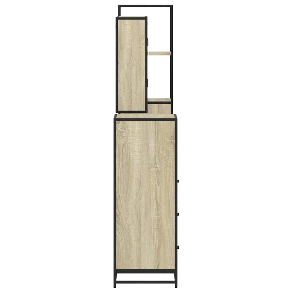 4-delige Badkamermeubelset bewerkt hout sonoma eikenkleurig is nu te koop bij PeponiXL, paradijselijk wonen!