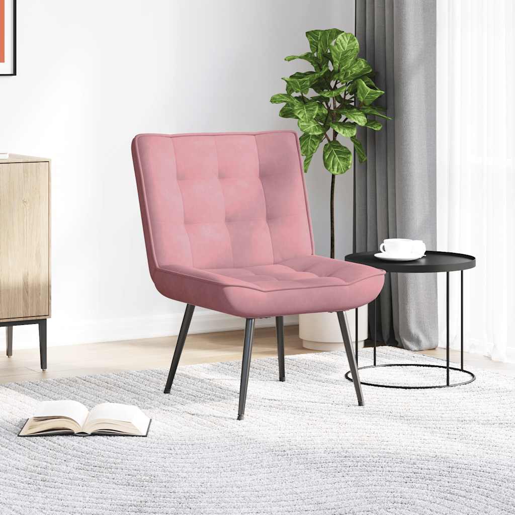 Relaxstoel 64x74x84 cm fluweel roze is nu te koop bij PeponiXL, paradijselijk wonen!