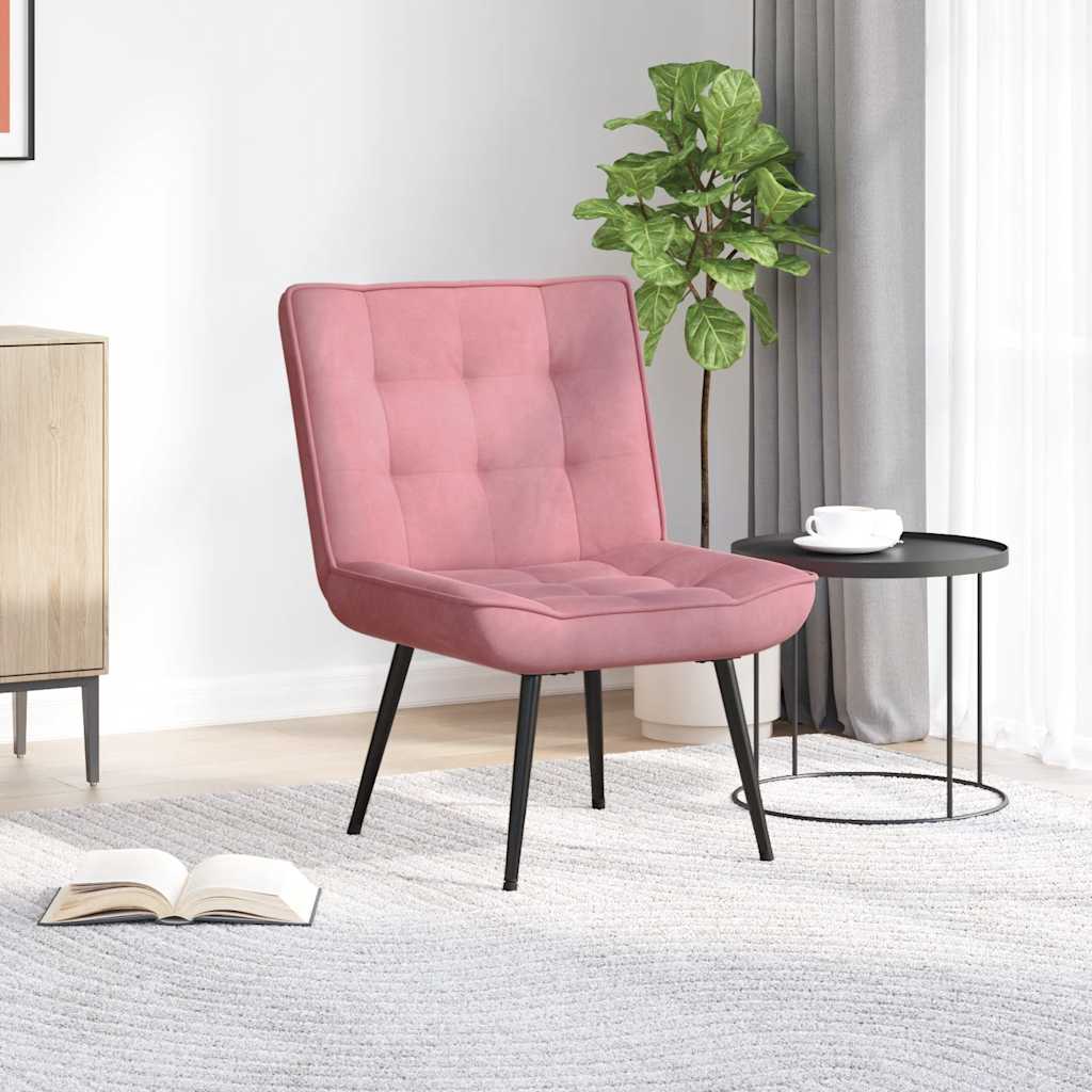 Relaxstoel 64x74x84 cm fluweel roze is nu te koop bij PeponiXL, paradijselijk wonen!